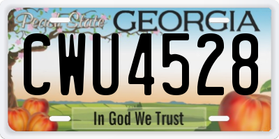GA license plate CWU4528