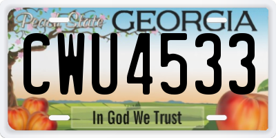 GA license plate CWU4533