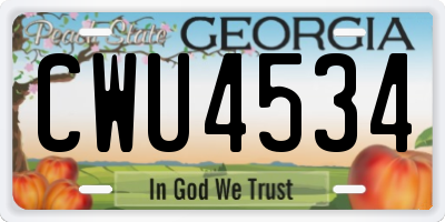 GA license plate CWU4534