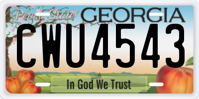 GA license plate CWU4543