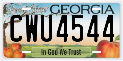 GA license plate CWU4544