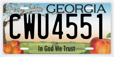 GA license plate CWU4551