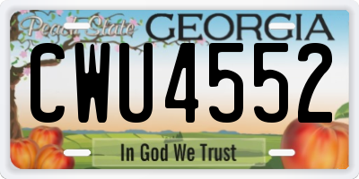 GA license plate CWU4552