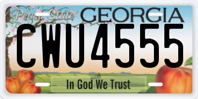 GA license plate CWU4555