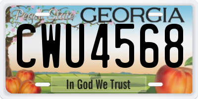 GA license plate CWU4568