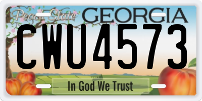 GA license plate CWU4573