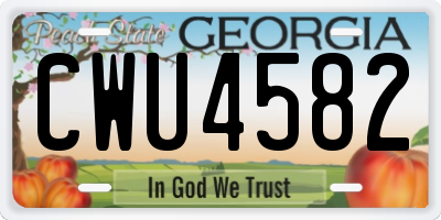 GA license plate CWU4582