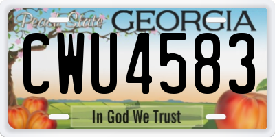 GA license plate CWU4583