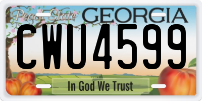 GA license plate CWU4599
