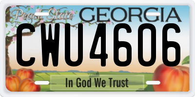 GA license plate CWU4606