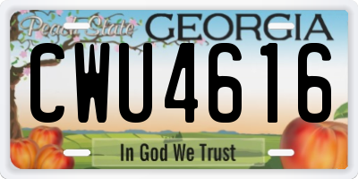 GA license plate CWU4616