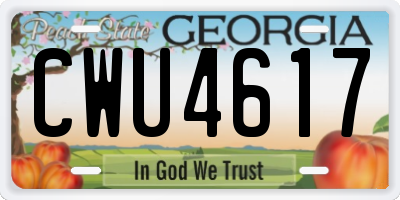 GA license plate CWU4617