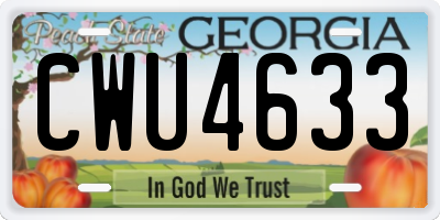 GA license plate CWU4633