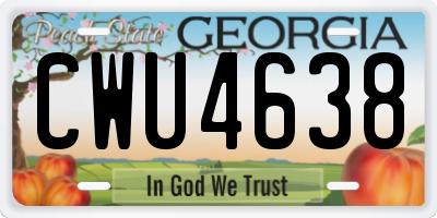 GA license plate CWU4638
