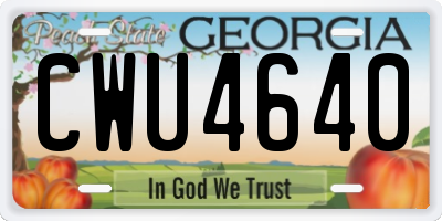GA license plate CWU4640
