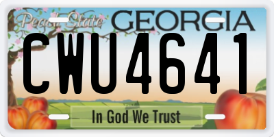 GA license plate CWU4641