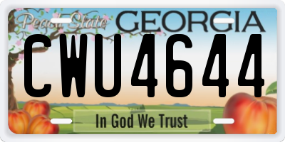 GA license plate CWU4644