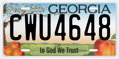 GA license plate CWU4648