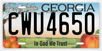 GA license plate CWU4650