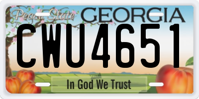 GA license plate CWU4651