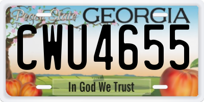 GA license plate CWU4655