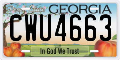 GA license plate CWU4663