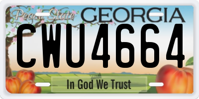 GA license plate CWU4664