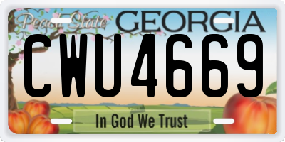GA license plate CWU4669