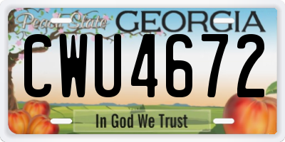 GA license plate CWU4672