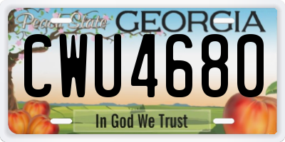 GA license plate CWU4680