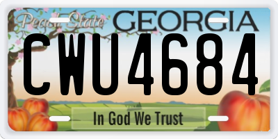 GA license plate CWU4684