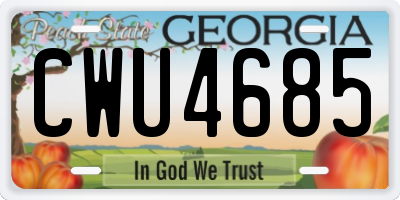 GA license plate CWU4685