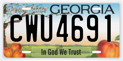 GA license plate CWU4691