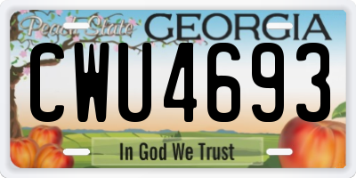 GA license plate CWU4693