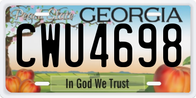 GA license plate CWU4698