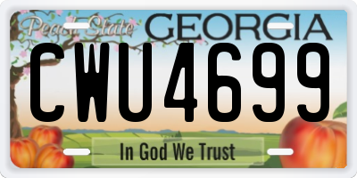 GA license plate CWU4699