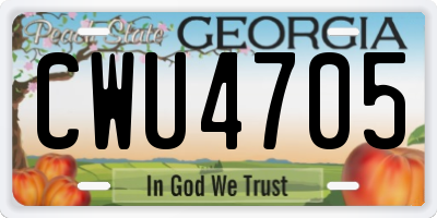 GA license plate CWU4705