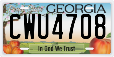 GA license plate CWU4708