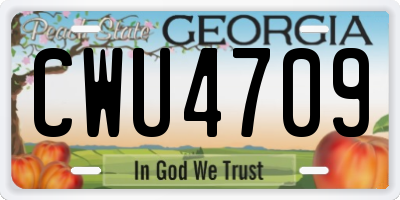 GA license plate CWU4709