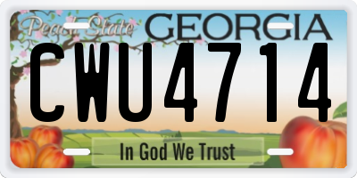 GA license plate CWU4714