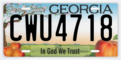 GA license plate CWU4718