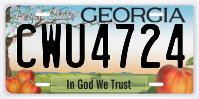 GA license plate CWU4724