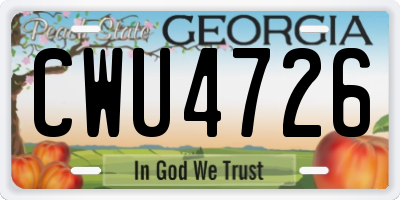 GA license plate CWU4726