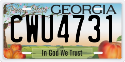 GA license plate CWU4731