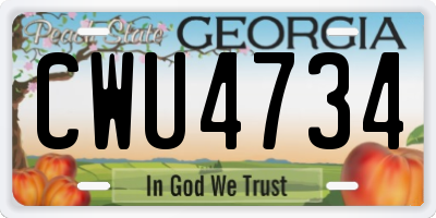 GA license plate CWU4734
