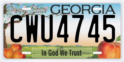 GA license plate CWU4745