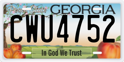 GA license plate CWU4752