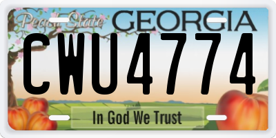 GA license plate CWU4774