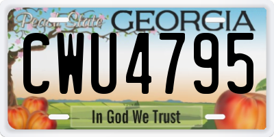 GA license plate CWU4795