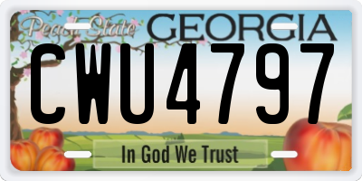 GA license plate CWU4797
